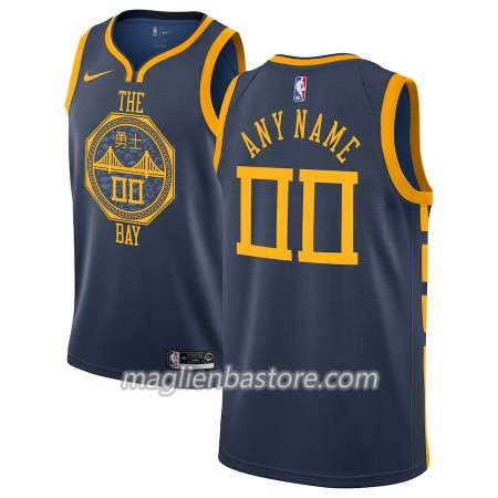 Maglia NBA Golden State Warriors Personalizzate 2018-19 Nike City Edition Blu Swingman - Uomo